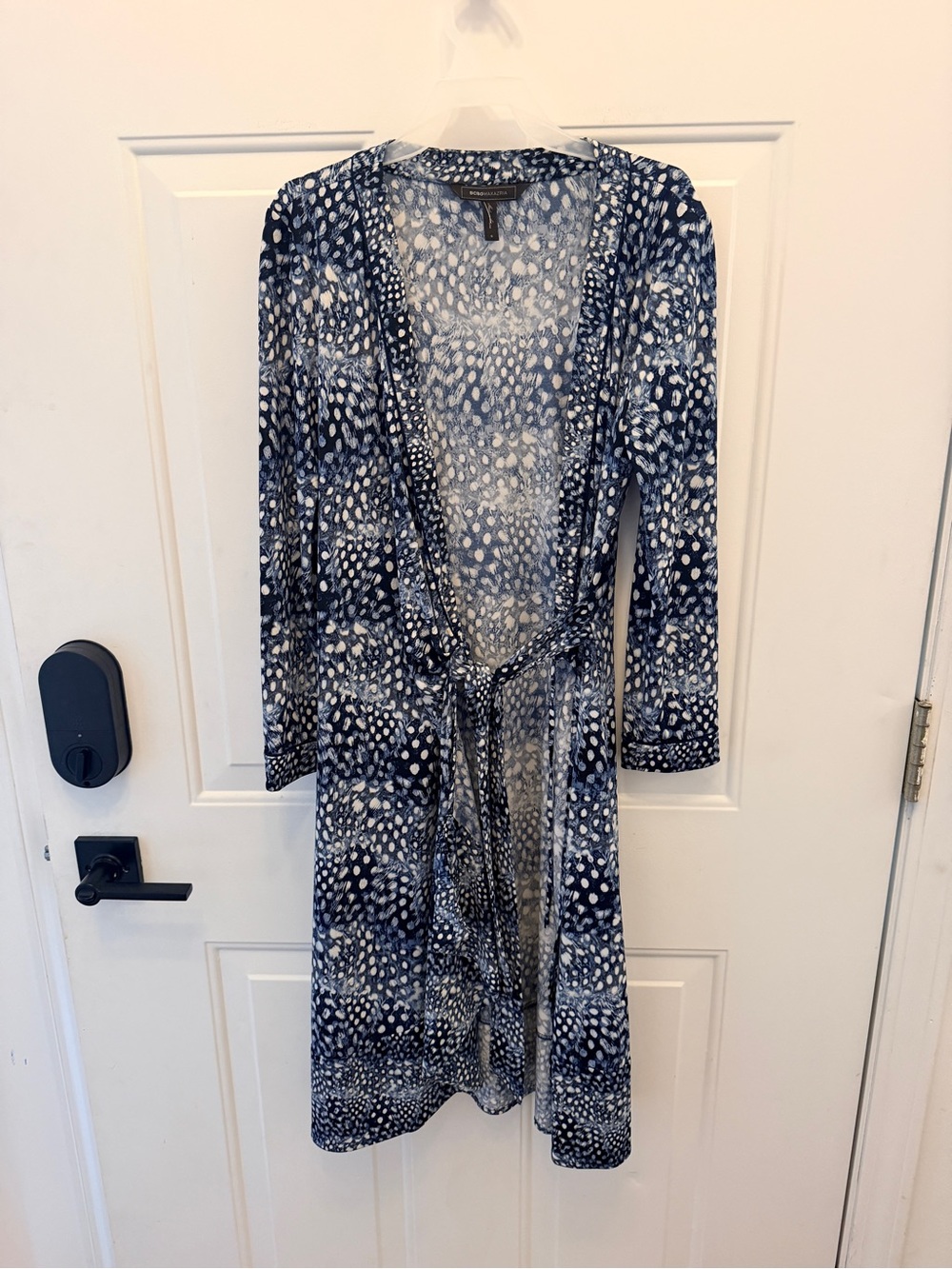 Blue & White Printed Tie-Waist Duster